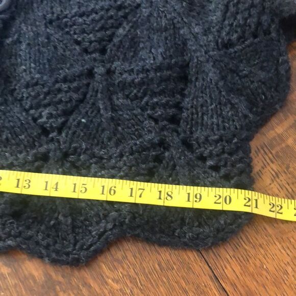 Mystree Dark Gray Open Knit Wool Blend Mixed Stitch Cropped Sweater Sz M/L - Picture 10 of 11